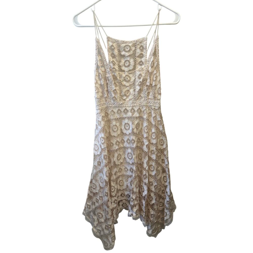 Free People Just Like Honey Ivory Lace Handkerchief Dress Size 2 - Picture 2 of 13